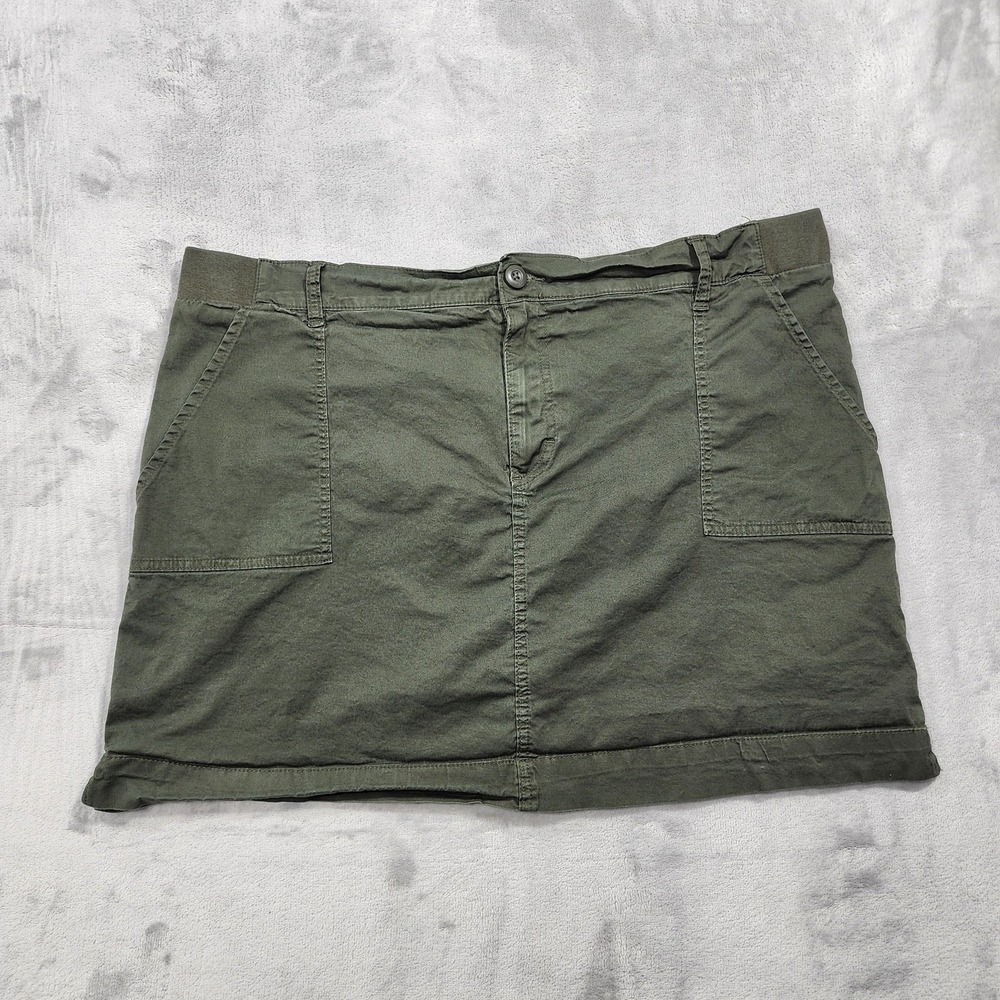 Lee Skort Women 20 Green Twill Cargo Lined Stretch Hiking Walking Preppy Outdoor